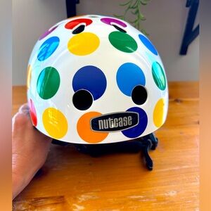 Nutcase rainbow polka-dot helmet NWOT